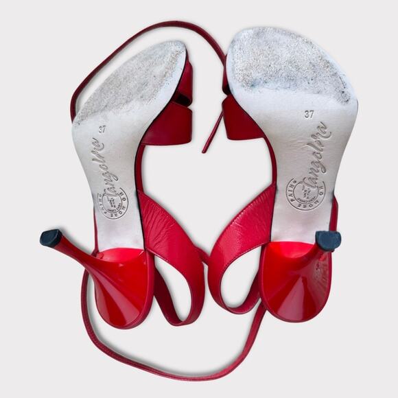 Tangolera Argentine Tango Red Leather Strappy Sandals - Size 37 (6.5) - Picture 11 of 15